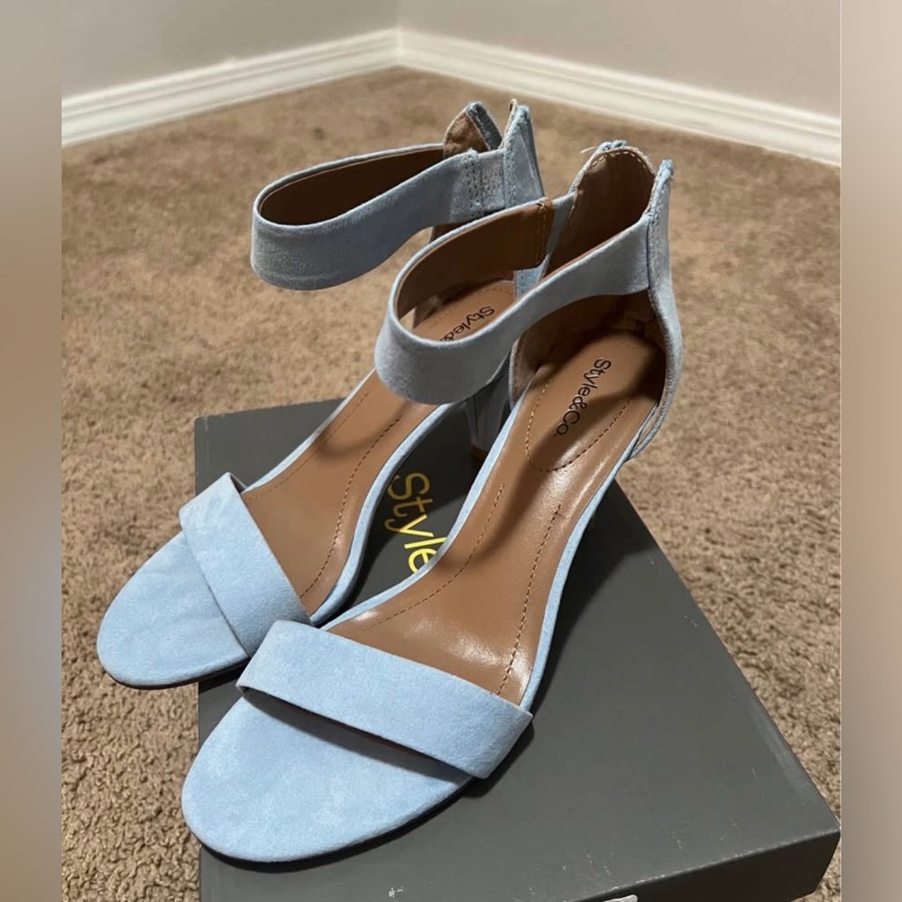Style & Co. Light Blue Ankle Strap Heels